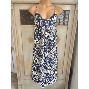 EUC A New Day Seersucker Maxi A-Line Dress Navy Floral Plus | Size XL
